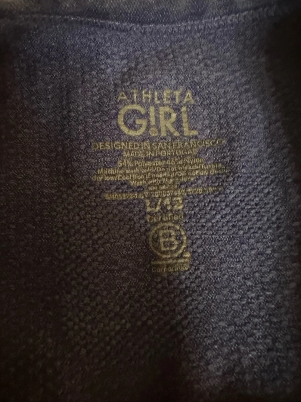 Athleta Girl | Navy “Powerful” Short Sleeve Active Workout Tee | Size Large